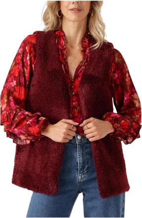 Ydence Bordeaux Blazer Gilet Sasha Stijl - Dames - Bodywarmers - Rood - XS - Polyester - Jassen