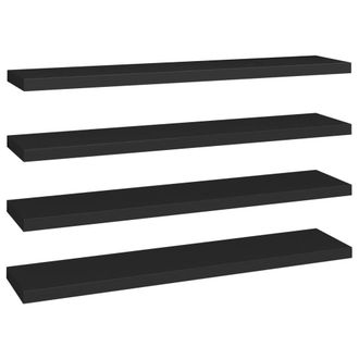 Berkfield Home Floating Wall Shelves 4 pcs Black 120x23.5x3.8 cm MDF
