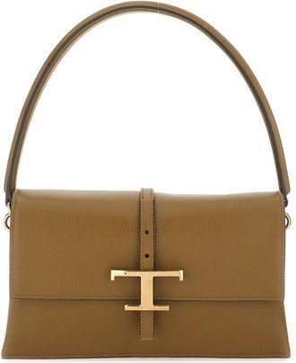 Tod's Womens Flap Bag Brown Calfskin Shoulder