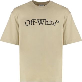Off-white Cotton Crew-neck T-shirt - male - Off White - T-Shirts - Beige - XS - Tops