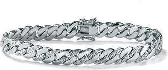 Palm Beach Jewelry Mens Diamond Accent Curb-Link Bracelet Platinum-Plated 8.5