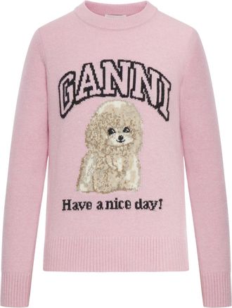 Ganni WOOL SWEATER WITH PRINT - Ganni - Woman