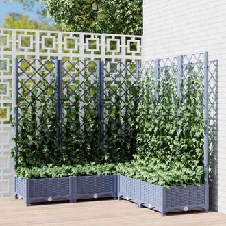 Berkfield Home Garden Planter with Trellis Dark Grey 120x120x121.5 cm PP