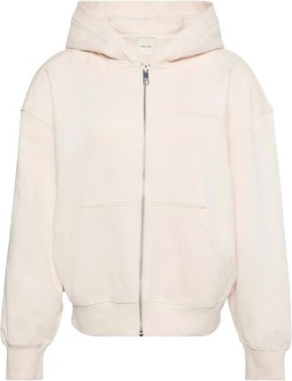Calvin Klein Sweatshirt met ritssluiting - Dames - Vesten met rits - Beige - XS - Hoodies & sweatvesten