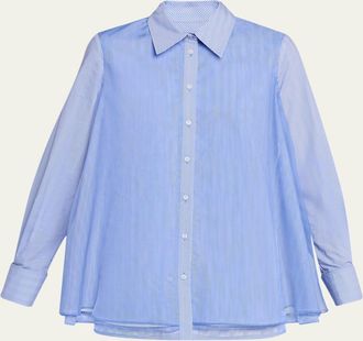 Brandon Maxwell Vaughn Frothy Layered Button-Down Shirt