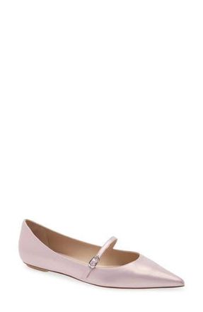 Stuart Weitzman Emilia Mary Jane Flat in Pink Marshmallow at Nordstrom Rack, Size 6.5