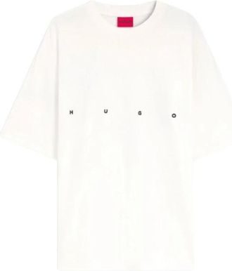 HUGO BOSS Dariso Oversized T-Shirt - Heren - T-shirts - Wit - M - Katoen - Tops