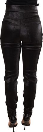 Dolce & Gabbana Womens Black Silver Lurex Thread Cotton Stretch Pants