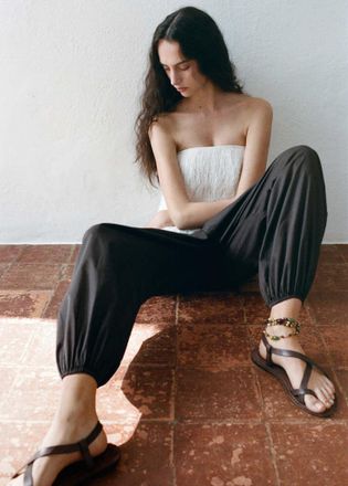 Mango Sandali pelle fasce cioccolato - Donna - 35 - MANGO