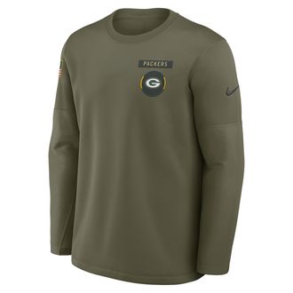 Nike Green Bay Packers Salute to Service Sideline Triumphant Win Coach Nike Mens NFL Pullover Crew in Brown | 03BR2DHA2C-1KL