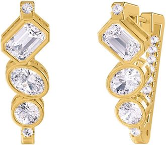 Diamond2Deal 18k Vermeil Plated Silver 3.25 Ct Multi Shape Lab Grown Diamond Fancy Hoop Earrings VVS-VS, E-F