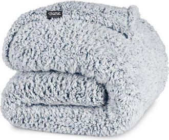 Bare Home Tipped Faux Shearling Blanket in Dusty Blue at Nordstrom, Size King