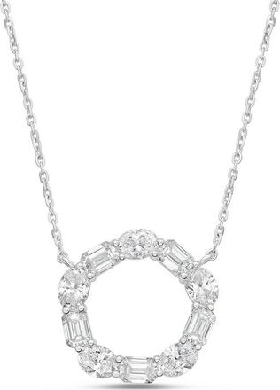 Diana M. Jewels 14kt white gold lab grown diamond emerald circle pendant weighing 3.17 cts