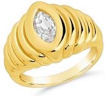 Sterling Forever Cubic Zirconia Croissant Ring in Gold at Nordstrom Rack, Size 9