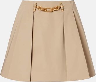 Balmain Pleated cotton gabardine miniskirt