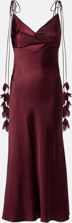 Self Portrait Abito sottoveste in raso con applicazioni floreali