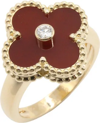 Van Cleef & Arpels Gold Clear Red Color Yellow Gold (18K) Band Ring (Pre-Owned)