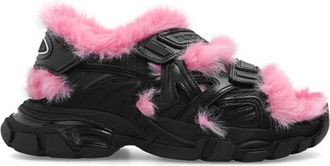 Balenciaga Contrast Fur Track Sandals, Brand Size 35 ( US Size 5 )