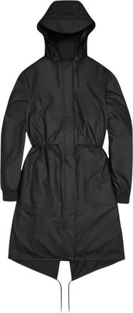 Rains String W Parka W3 - Dames - Parka Jassen - Zwart - L - Leer - Jassen