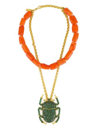 Begum Khan scarab-motif necklace - Green