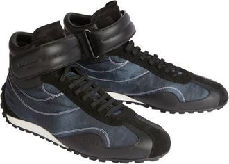 Balmain Racing Mid-Top trainers in nylon and leather in Black at Nordstrom, Size 43
