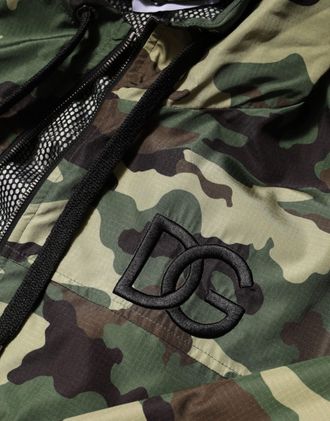 Dolce & Gabbana Green Camouflage Hooded Sweatshirt Mens Jacket