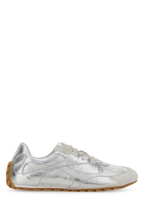 Bottega Veneta Silver Leather And Suede Orbit Sneakers