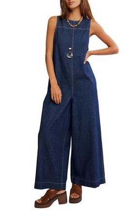 Free People Do No Wrong Denim Jumpsuit in Chemisty at Nordstrom Rack, Size Medium