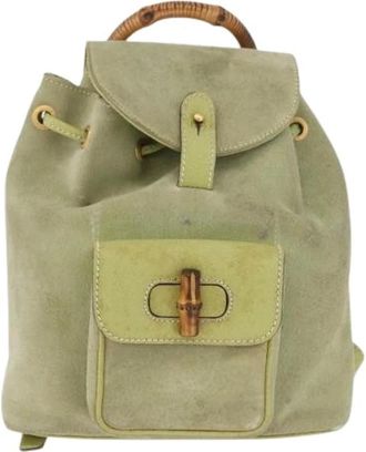 Gucci Pre-owned Backpacks, female, Green, Size: ONE SIZE Pre-owned bamboo backpack