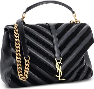 Saint Laurent Borsa a spalla Classic Monogram College in pelle matelass&eacute; con motivo chevron - Nero