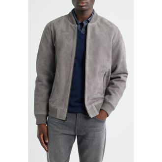 Nordstrom Suede Bomber Jacket in Grey Steel at Nordstrom, Size Large