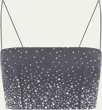 Alex Perry Degrade Crystal Suiting Crop Top