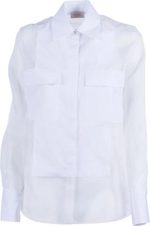 Mazzarelli Katoenen Shirt - Dames - Overhemden - Wit - 2XL - Katoen - Overhemden