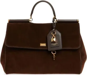 Dolce & Gabbana My Sicily East/West Suede Handbag in 8M157 Ebano/moro at Nordstrom