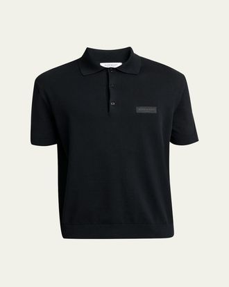 Givenchy Mens Grosgrain Logo Cotton Knit Polo Shirt
