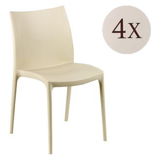 Dmora Silla De Exterior Grover, 4 Sillas Apilables Made In Italy, Soporta 120 Kg, Beige