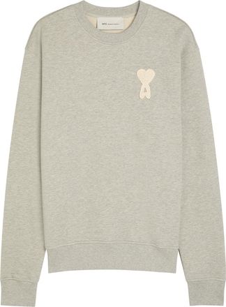 Ami Ami Paris Logo-appliqu&eacute;d Cotton Sweatshirt - Grey - XL