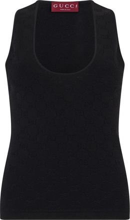 Gucci Sleeveless Tops, female, Black, Size: M Elastic GG jacquard tank top