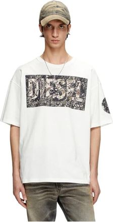 Diesel Gabardine Patch Logo Tee - Heren - T-shirts - Wit - XL - Katoen - Tops