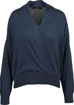Ralph Lauren Blue Crossover Cotton-Modal V-Neck Sweater