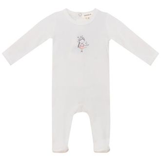 Fragile Front Chest Ribbed Romper in Off White/pink at Nordstrom, Size 1M