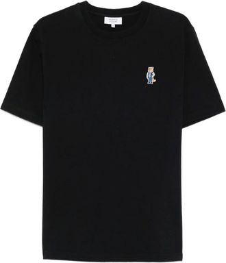 Maison Kitsuné Tops, Heren, Zwart, M, Katoen, Zwarte T-shirt met vossenmotief
