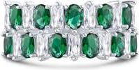 Kenneth Jay Lane Emerald & Oval Cubic Zirconia Ring in Green/Silver at Nordstrom Rack, Size 6
