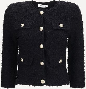 Balmain Double-breasted tweed cropped Jacket with logo buttons Female 36