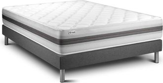 VITALIT Somier gris + colchón con espuma viscoelástica 140 x 200