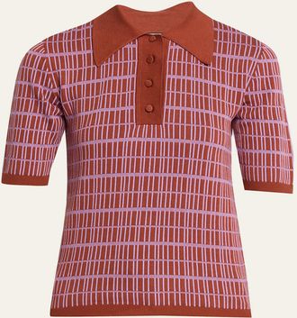 Plan C Check Short-Sleeve Polo Shirt