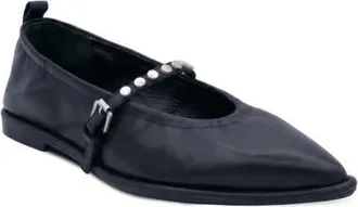 Ash Bella Studded Mary Jane Flat in Black at Nordstrom, Size 39