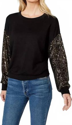 Karen Kane Sosie Sequin Sleeve Long Sleeve Top In Black