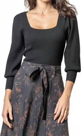 Lilla P Womens Full Sleeve Square Neck Sweater In Black