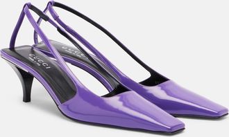 Gucci Crystal-embellished leather slingback pumps